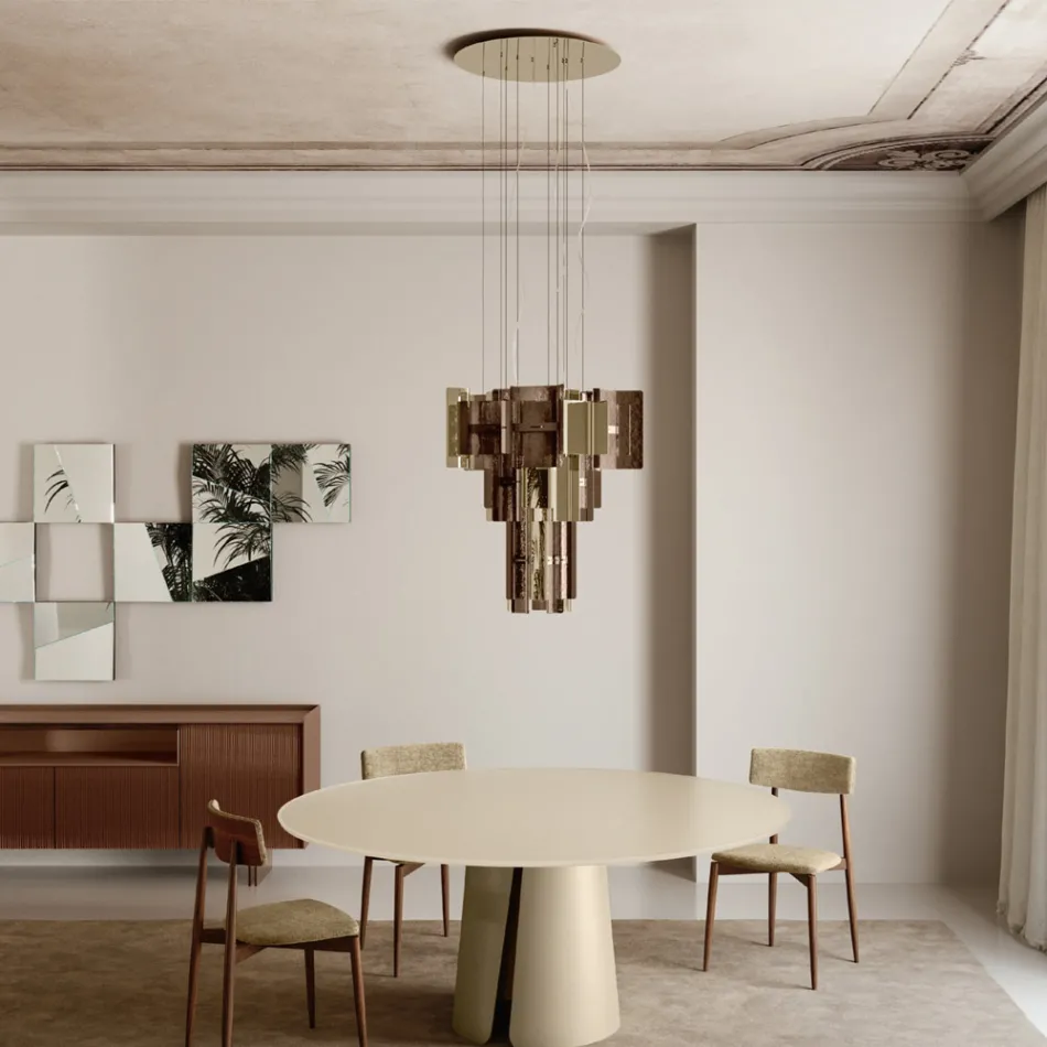 Lampadario Moderno in Vetro Fuso dal Design Elegante Made in Italy - Velis Viadurini