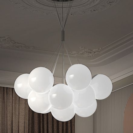 Lampadario Moderno in Vetro Veneziano Incamiciato Soffiato a Mano - Neve Viadurini