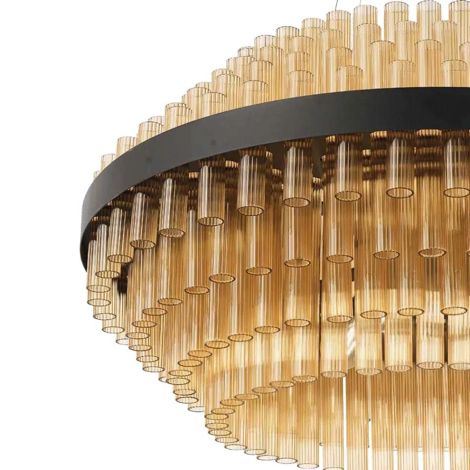 Lampadario Moderno Vetro Soffiato e Metallo Artigianato Italiano - Maesta Viadurini