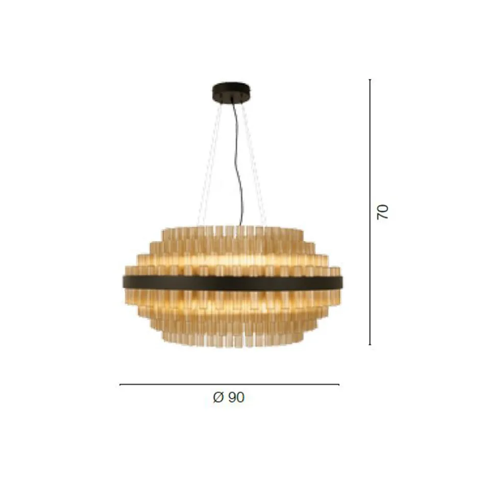 Lampadario Moderno Vetro Soffiato e Metallo Artigianato Italiano - Maesta Viadurini