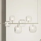 Lampadario Orizzontale in Metallo e Vetro Pyrex Trasparente - Iperspazio Viadurini