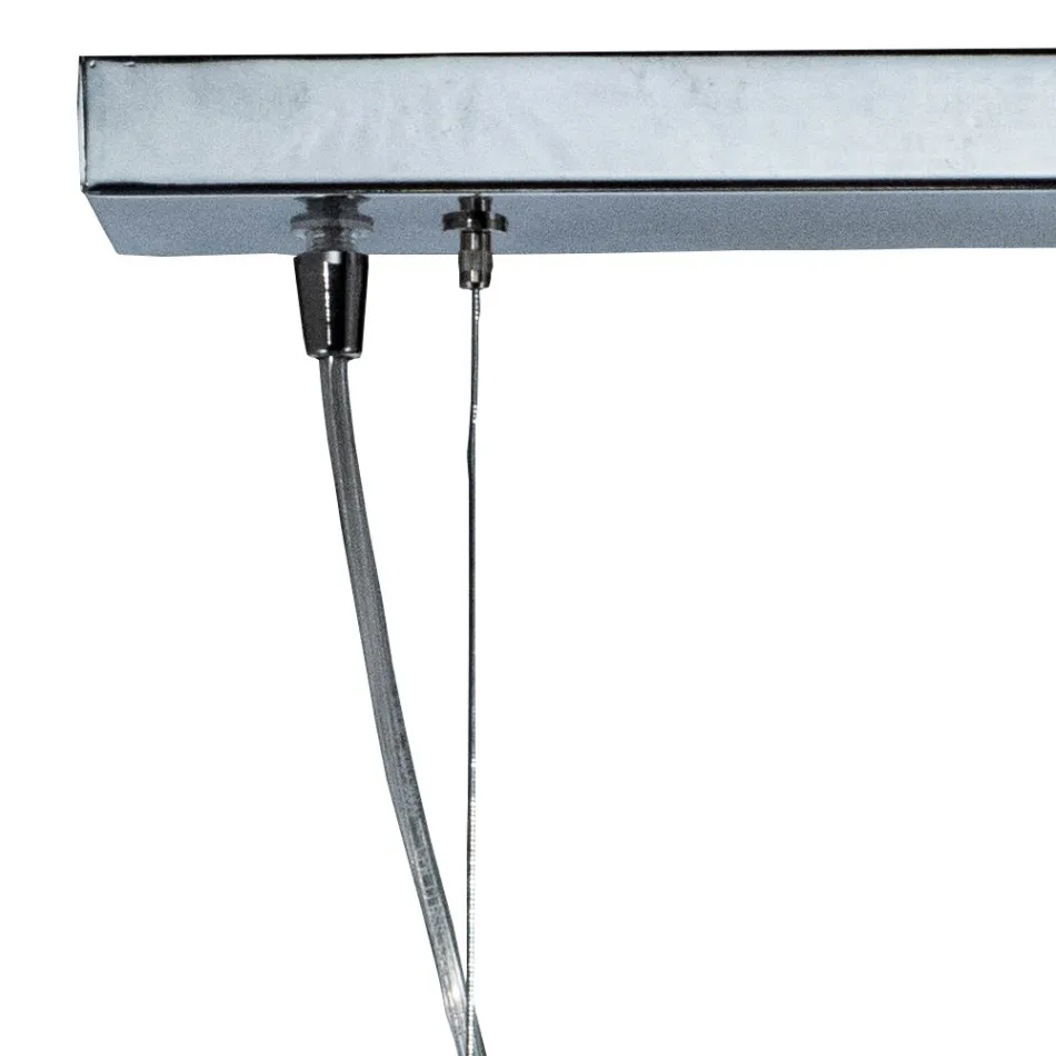 Lampadario Quattro Lumi su Barra Lineare in Vetro Soffiato Made in Italy - Soffio Viadurini