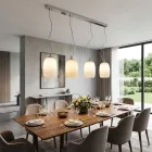 Lampadario Quattro Lumi su Barra Lineare in Vetro Soffiato Made in Italy - Soffio Viadurini