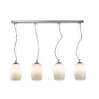 Lampadario Quattro Lumi su Barra Lineare in Vetro Soffiato Made in Italy - Soffio Viadurini