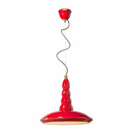 Lampadario retrò a sospensione artigianale in ceramica Ferroluce Viadurini