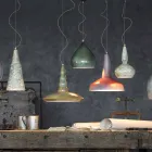 Lampadario retrò a sospensione artigianale in ceramica Ferroluce Viadurini