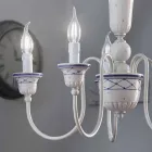 Lampadario Salotto a  5 Luci in Ceramica Dipinta a Mano e Ottone - Sanremo Viadurini