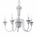 Lampadario Salotto a  5 Luci in Ceramica Dipinta a Mano e Ottone - Sanremo