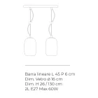 Lampadario Sospeso a Due Lumi in Vetro Soffiato a Mano Made in Italy - Soffio Viadurini