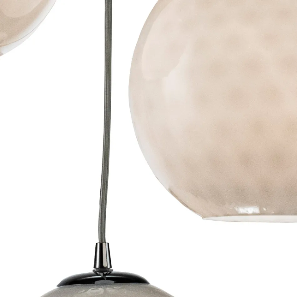 Lampadario Sospeso a Tre Cupole in Vetro Veneziano Made in Italy - Lucilla Viadurini