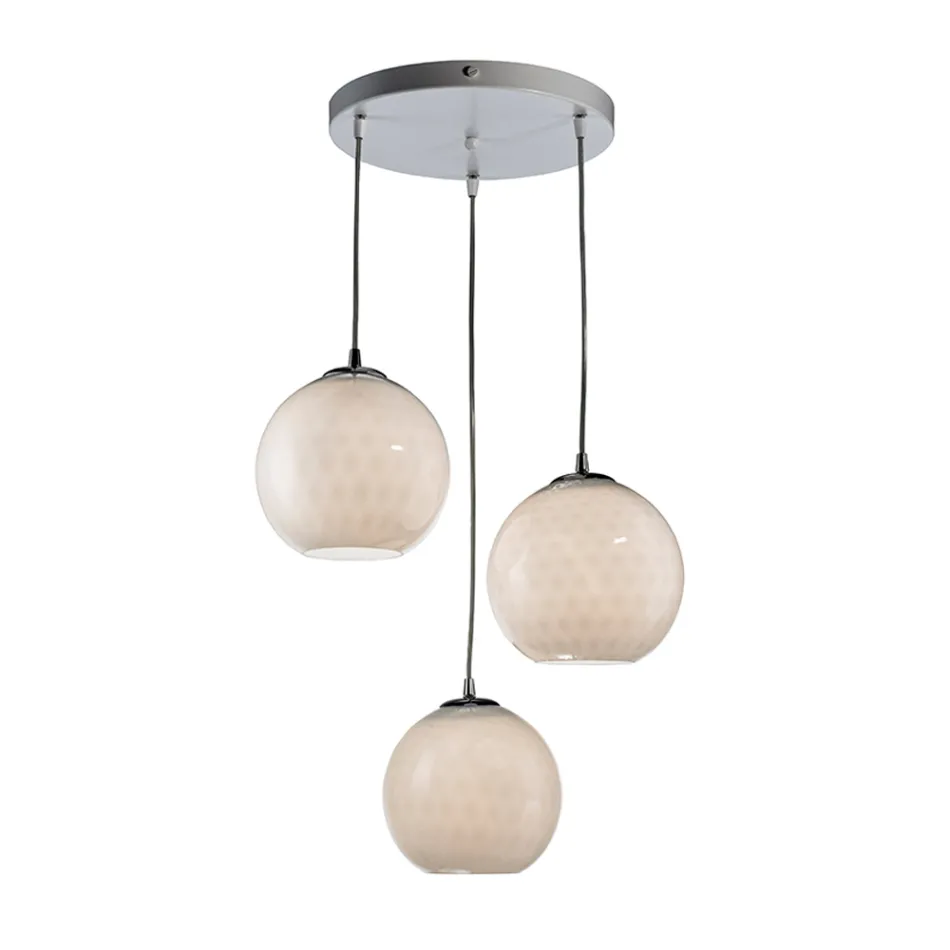 Lampadario Sospeso a Tre Cupole in Vetro Veneziano Made in Italy - Lucilla Viadurini