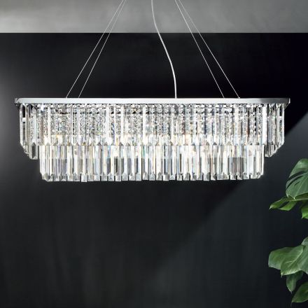Lampadario Sospeso Classico Metallo e Cristallo Molato di Lusso - Mirielle Viadurini