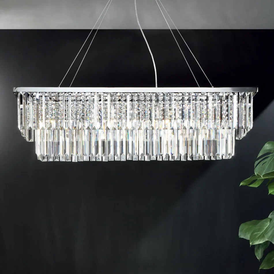 Lampadario Sospeso Classico Metallo e Cristallo Molato di Lusso - Mirielle Viadurini
