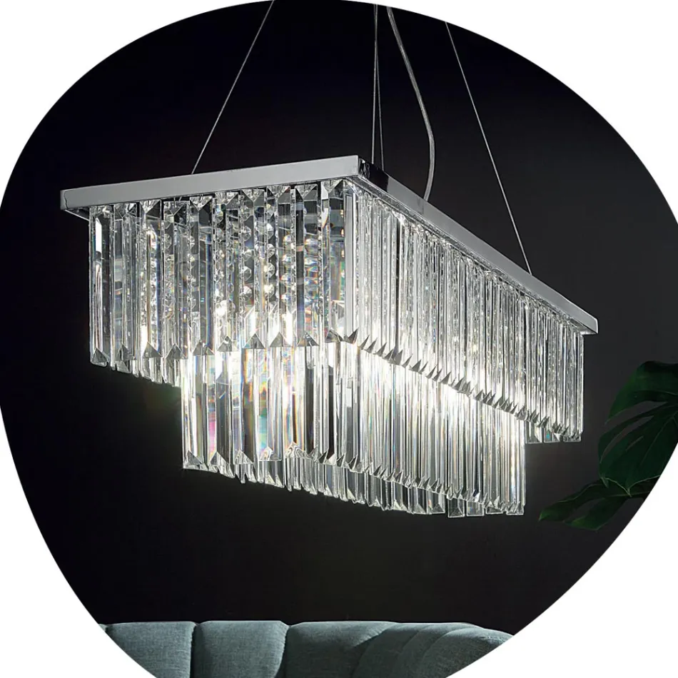 Lampadario Sospeso Classico Metallo e Cristallo Molato di Lusso - Mirielle Viadurini