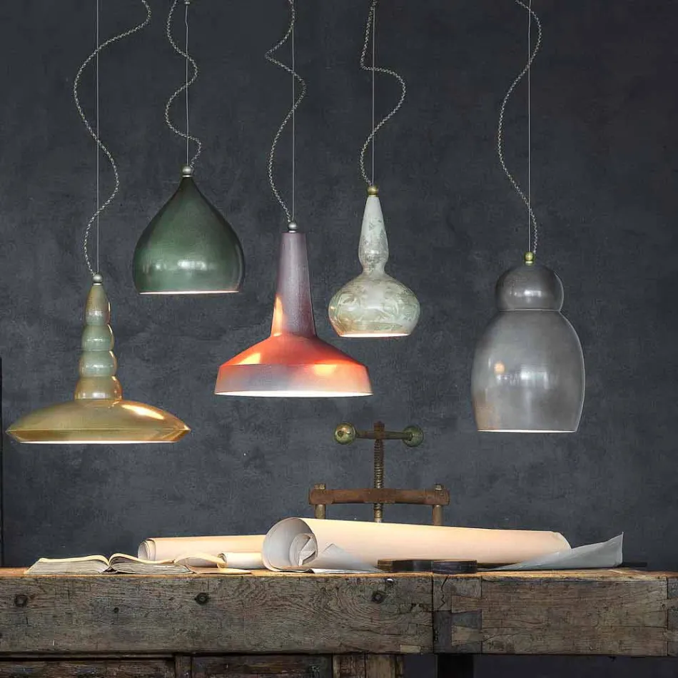 Lampadario sospeso in stile retrò in ceramica Ferroluce Viadurini