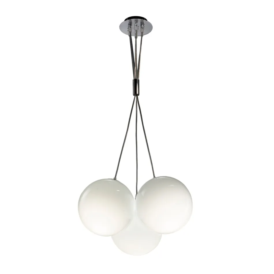 Lampadario Sospeso Tre Lumi in Vetro Incamiciato Made in Italy - Althea Viadurini
