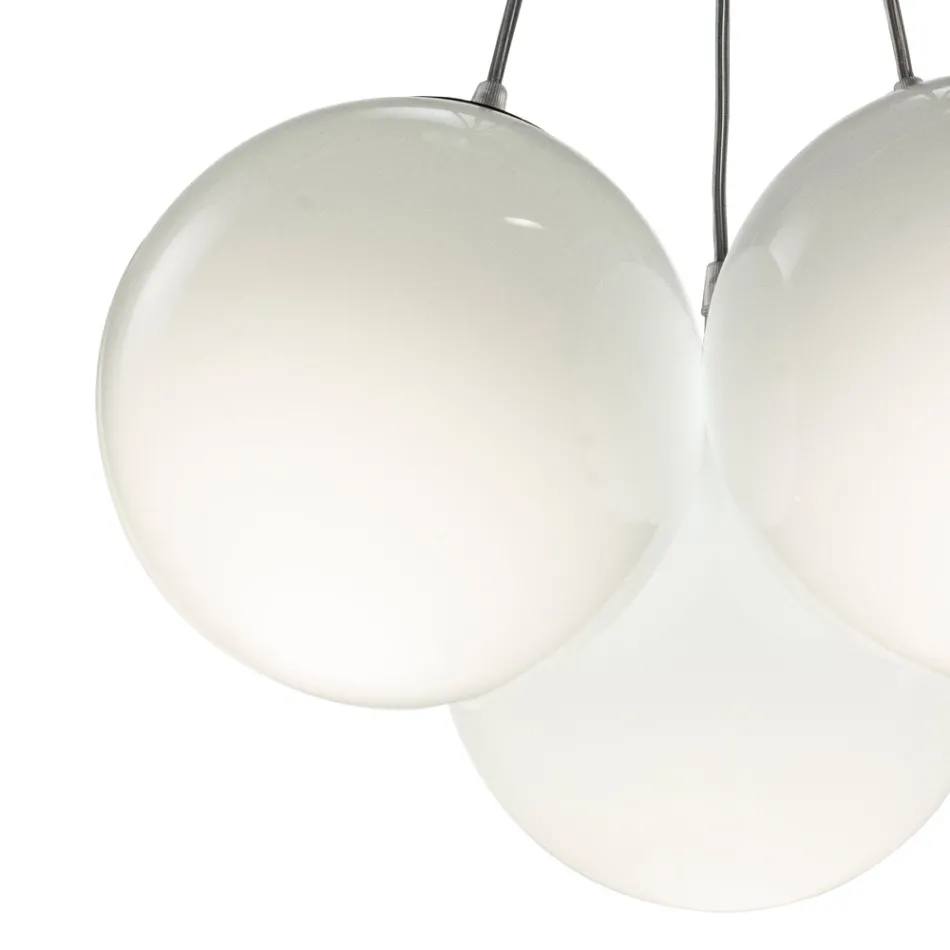 Lampadario Sospeso Tre Lumi in Vetro Incamiciato Made in Italy - Althea Viadurini