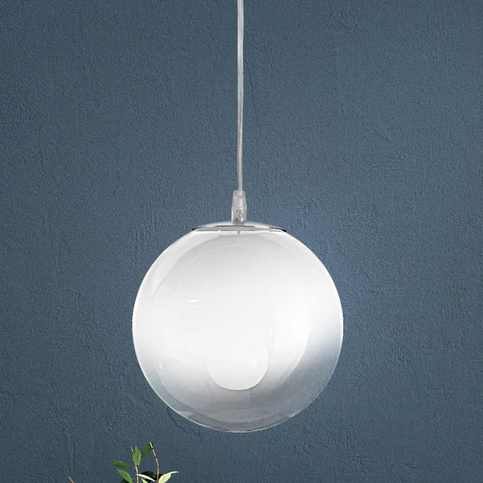 Lampadario su Barra Lineare Quattro Lumi in Vetro Bianco Made in Italy - Isotta Viadurini