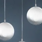 Lampadario su Barra Lineare Quattro Lumi in Vetro Bianco Made in Italy - Isotta Viadurini