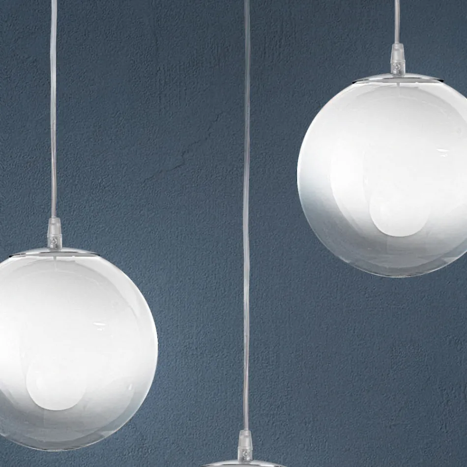 Lampadario su Barra Lineare Quattro Lumi in Vetro Bianco Made in Italy - Isotta Viadurini