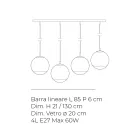 Lampadario su Barra Lineare Quattro Lumi in Vetro Bianco Made in Italy - Isotta Viadurini