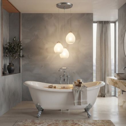 Lampadario su Base Rotonda a Tre Lumi in Vetro Incamiciato Made in Italy - Iride Viadurini