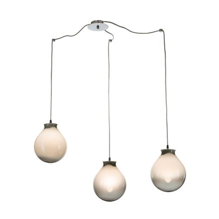Lampadario Tre Lumi Piccoli in Vetro Soffiato Artigianale Made in Italy - Iride Viadurini