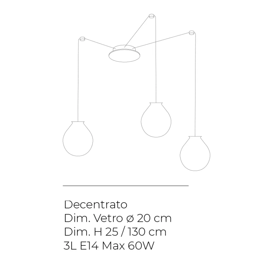 Lampadario Tre Lumi Piccoli in Vetro Soffiato Artigianale Made in Italy - Iride Viadurini