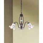 Lampadario Vintage 3 o 5 Luci in Ferro e Ceramica Decorata a Mano - Chieti Viadurini