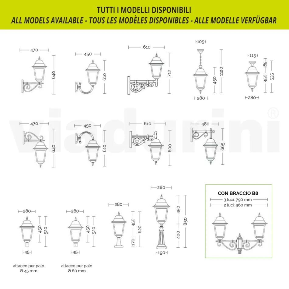 Lampioncino per Esterno in Alluminio e Vetro Sabbiato Made in Italy - Alchimista Viadurini
