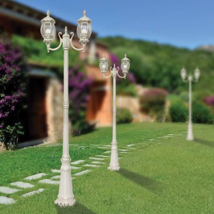 Lampione 2 Luci Stile Vintage in Alluminio Bianco Made in Italy - Dodo Viadurini