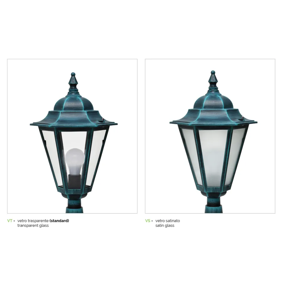 Lampione a 2 Luci in Alluminio e Vetro Made in Italy Vintage - Janira Viadurini