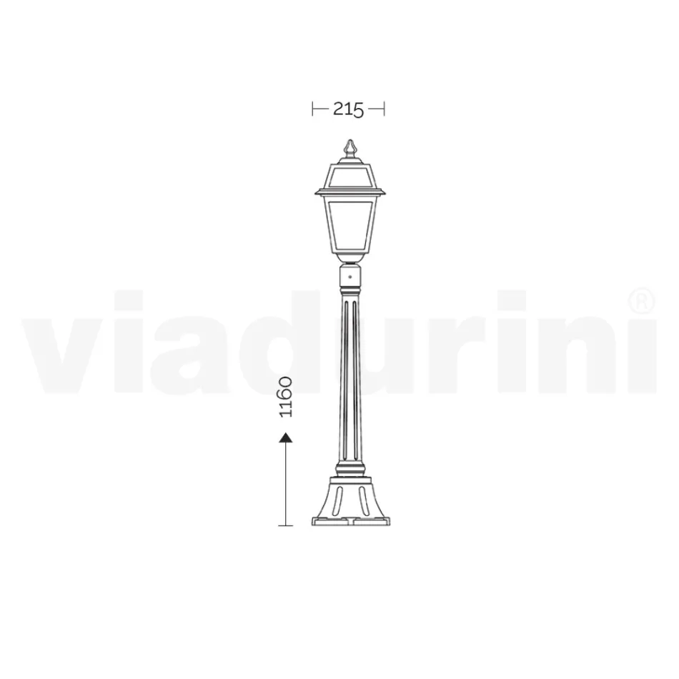 Lampione Alto 116 cm da Giardino in Alluminio Antracite e Vetro Sabbiato - Elric Viadurini