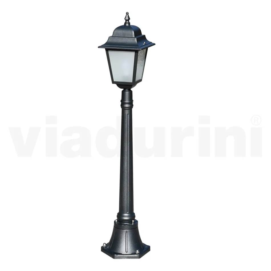 Lampione Alto 116 cm in Vetro e Alluminio Antracite Made in Italy - Scintilla Viadurini