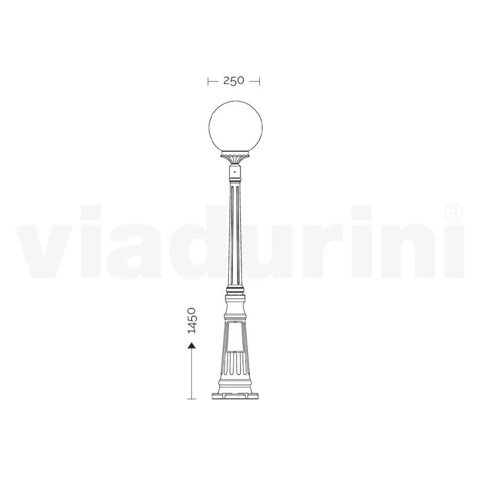 Lampione Alto 145 cm in Acrilico e Alluminio Nero Made in Italy - Trovanero Viadurini