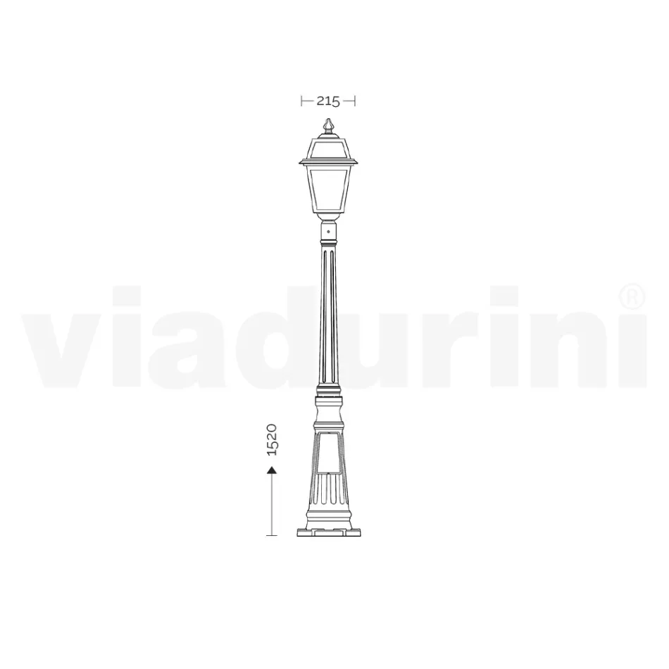 Lampione Alto 152 cm da Giardino in Alluminio Antracite e Vetro Sabbiato - Elric Viadurini