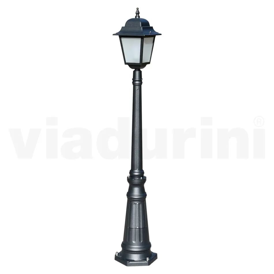 Lampione Alto 152 cm in Vetro e Alluminio Antracite Made in Italy - Scintilla Viadurini