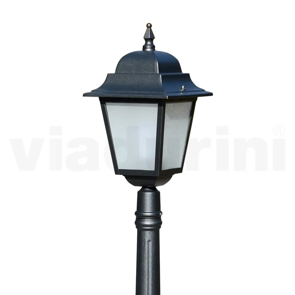Lampione Alto 152 cm in Vetro e Alluminio Antracite Made in Italy - Scintilla Viadurini