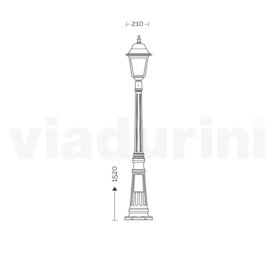 Lampione Alto 152 cm in Vetro e Alluminio Antracite Made in Italy - Scintilla Viadurini