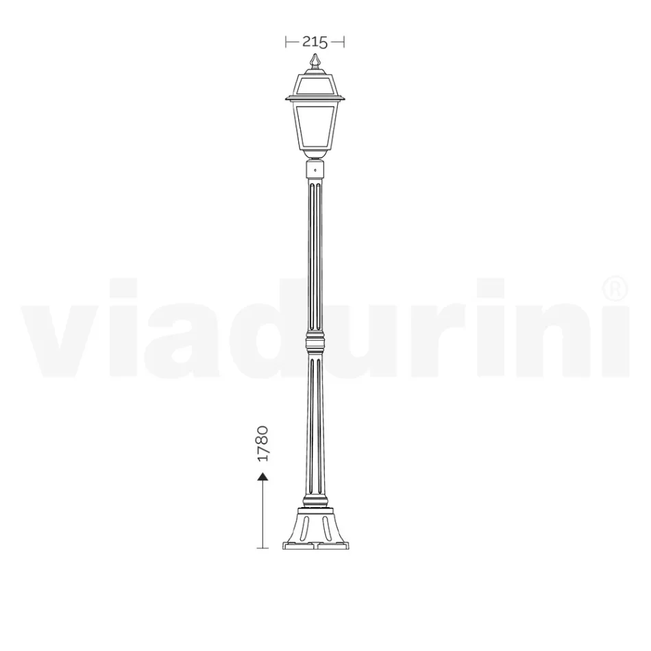Lampione Alto 178 cm da Giardino in Alluminio Antracite e Vetro Sabbiato - Elric Viadurini
