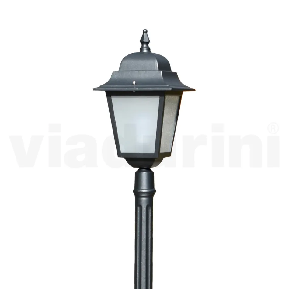 Lampione Alto 178 cm in Vetro e Alluminio Antracite Made in Italy - Scintilla Viadurini