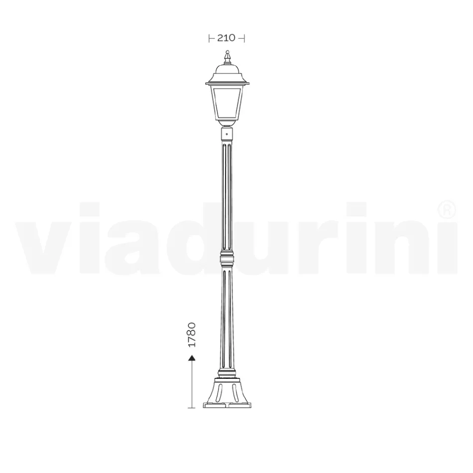 Lampione Alto 178 cm in Vetro e Alluminio Antracite Made in Italy - Scintilla Viadurini
