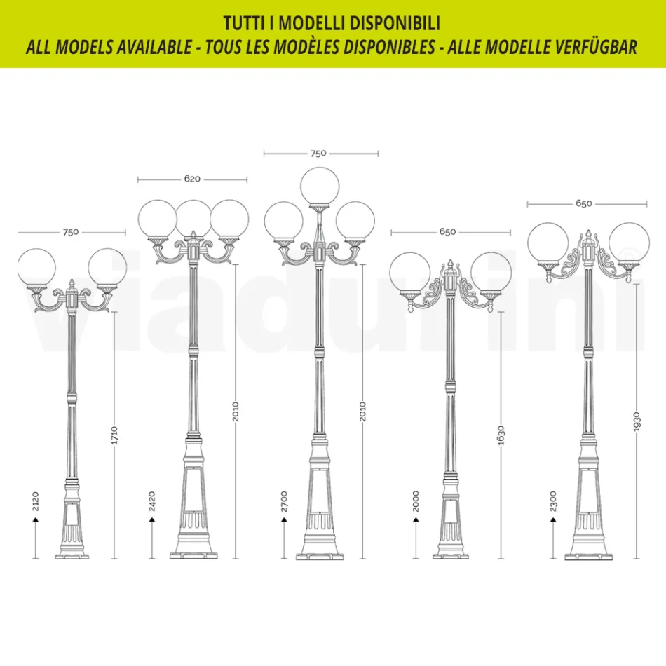 Lampione Alto 200 cm in Acrilico e Alluminio Bianco Made in Italy - Trovabianco Viadurini