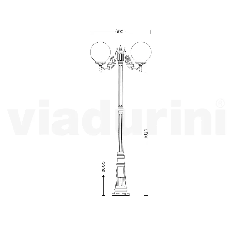 Lampione Alto 200 cm in Acrilico e Alluminio Bianco Made in Italy - Trovabianco Viadurini