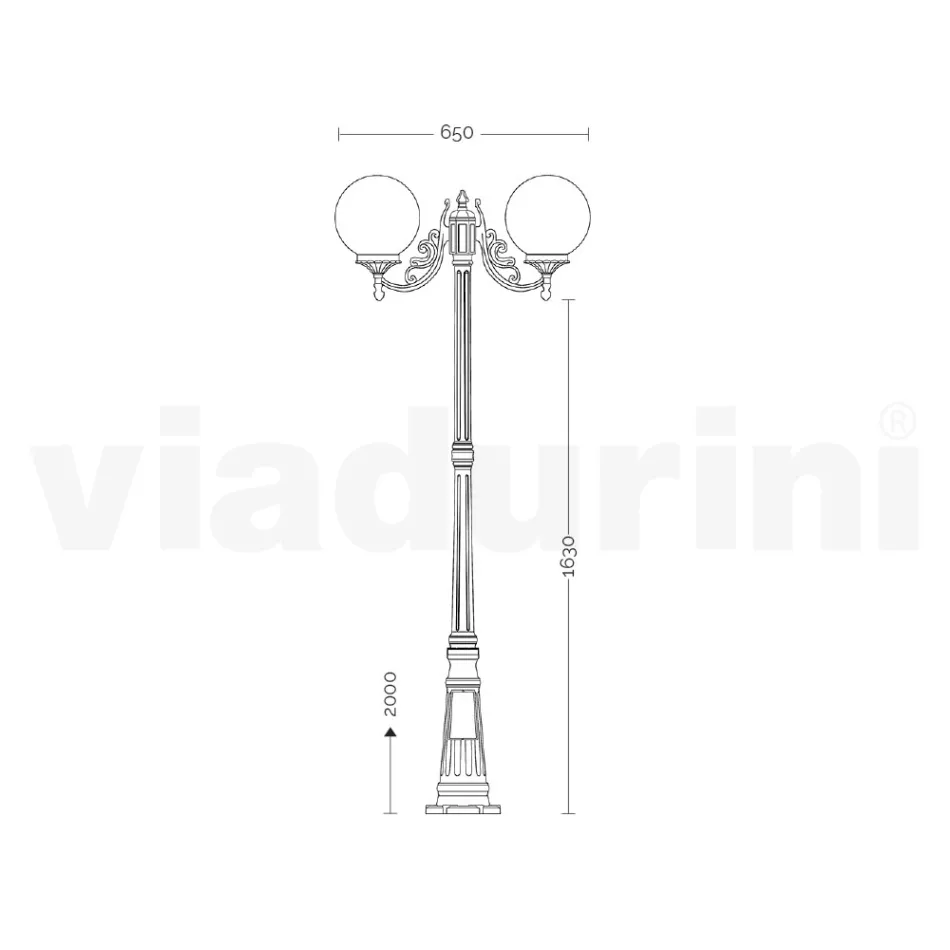 Lampione Alto 200 cm in Acrilico e Alluminio Nero Made in Italy - Trovanero Viadurini