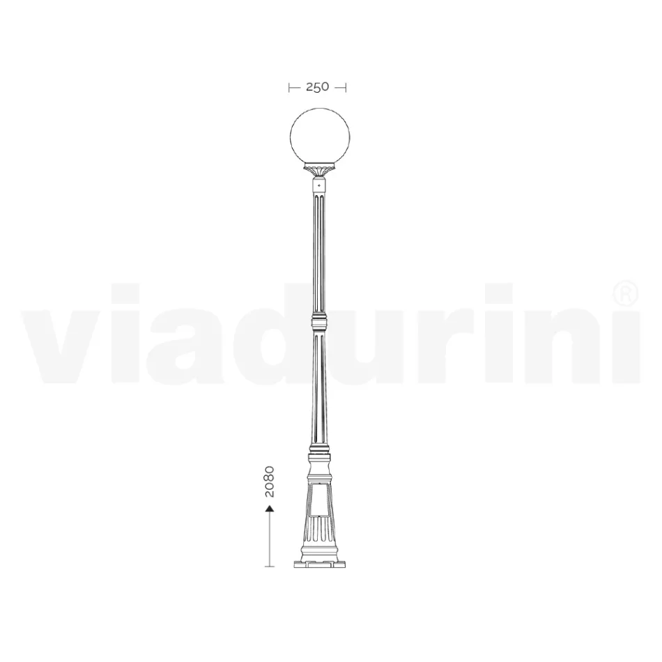 Lampione Alto 208 cm in Acrilico e Alluminio Nero Made in Italy - Trovanero Viadurini
