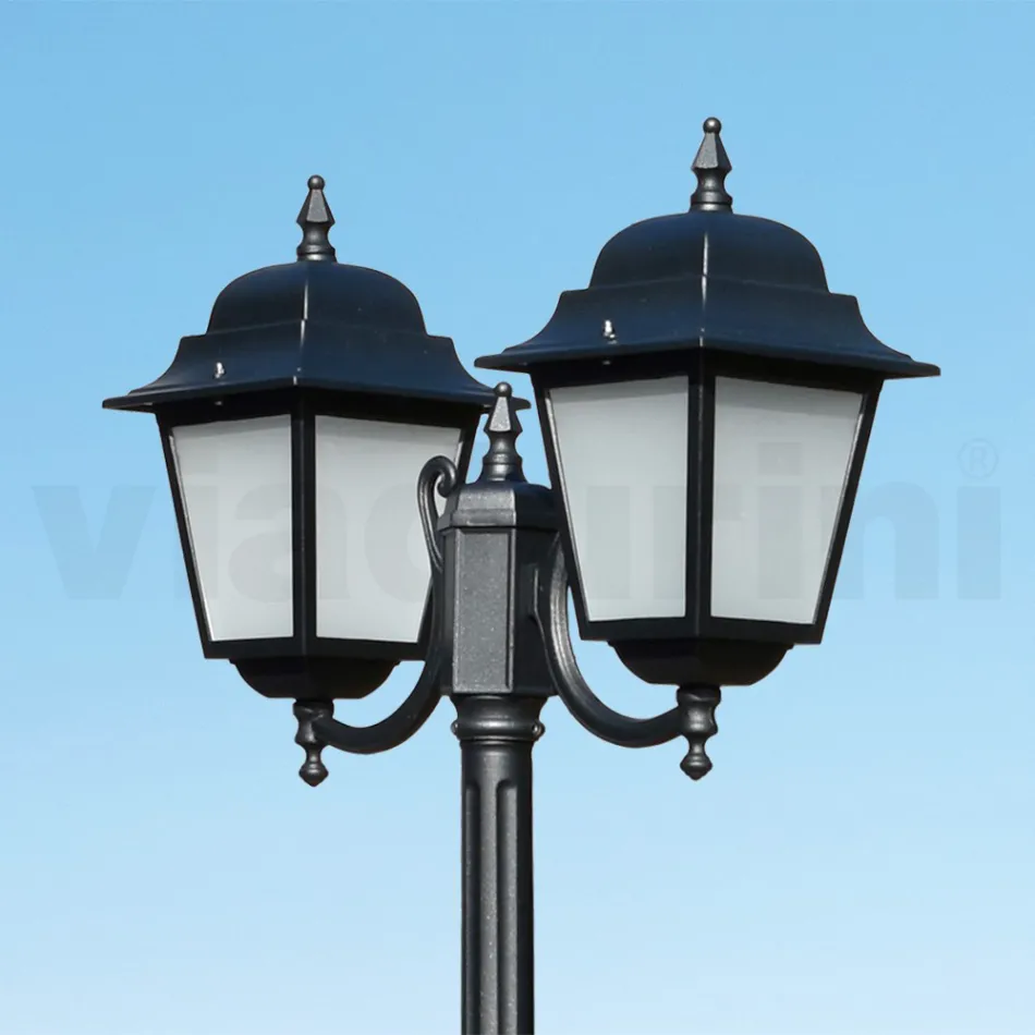 Lampione Alto 208 cm in Vetro e Alluminio Antracite Made in Italy - Scintilla Viadurini