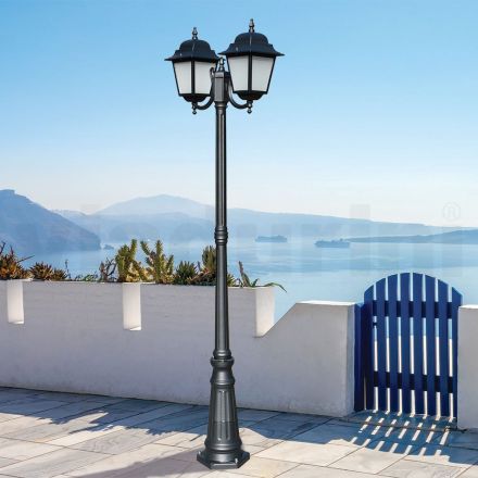 Lampione Alto 208 cm in Vetro e Alluminio Antracite Made in Italy - Scintilla Viadurini