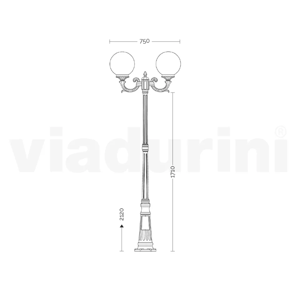 Lampione Alto 212 cm in Acrilico e Alluminio Nero Made in Italy - Trovanero Viadurini