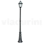Lampione Alto 214 cm da Giardino in Alluminio Antracite e Vetro Sabbiato - Elric Viadurini
